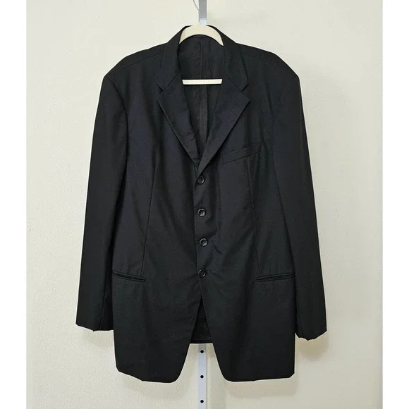 ARMANI COLLEZIONI Vintage Men's Black Wool Single-Breasted Button Blazer Sz 44R - Picture 1 of 11